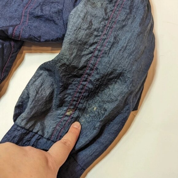 Vintage 80s Nuage Multicolour Navy Yellow Pink  Wind Breaker Jacket Size 44 3XL - Picture 15 of 16